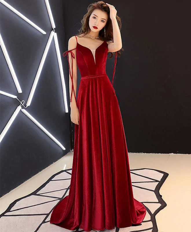 women's neon dressesSimple Burgundy Long Prom Dress, Burgundy Evening Dresses