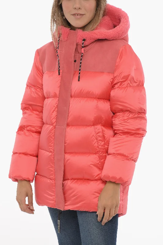 women's duffle coatsUGG Nylon SHASTA Down Jacket with Real Fur Details