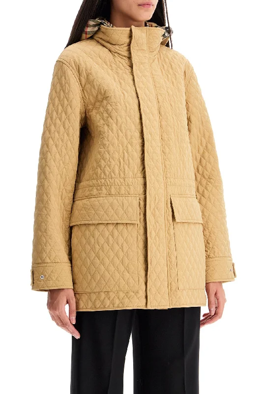 women's bomber jackets and coatsBurberry Quilted Jacket With Removable Hood