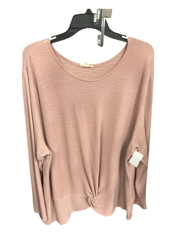 women's tops with bell sleevesTop Long Sleeve By Clothes Mentor In Pink, Size: 3x