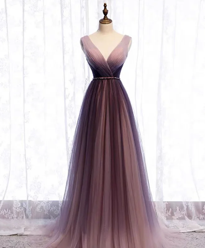 women's fair-trade dressesSimple V Neck Tulle Long Prom Dress Tulle Evening Dress