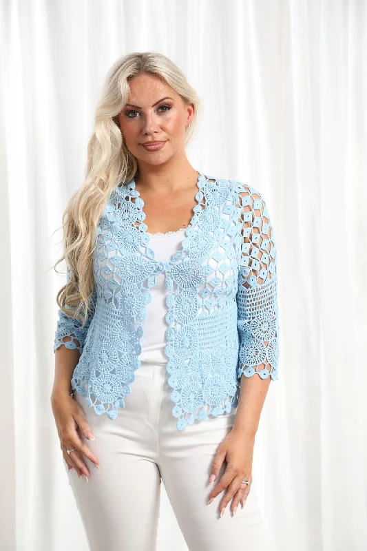 women's tops for fashion-conscious professionalsPenny Pearl Cardigan Baby Blue