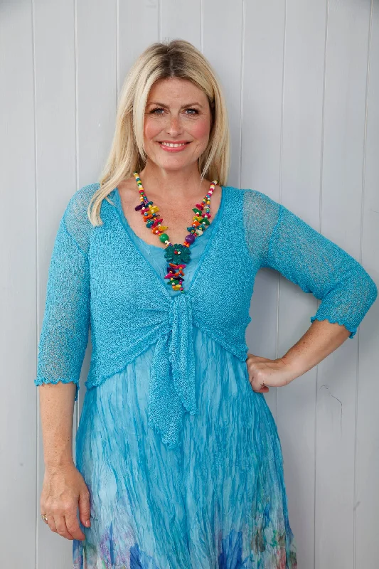 women's tops for those who want to elevate their everyday wear with chic and elegant piecesSimone Fine Knit Shrug Turquoise