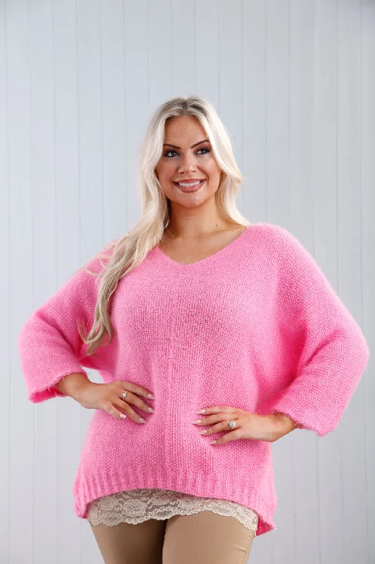 women's tops for those who prefer classic over trendy stylesBryony Brushed Knit Jumper Pink Sorbet