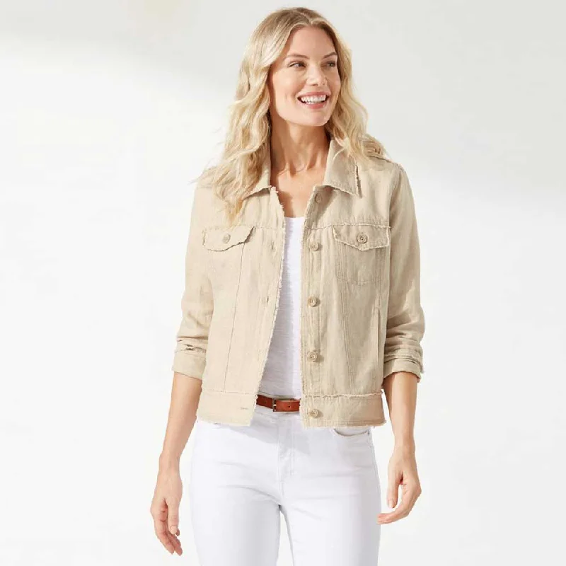 casual women's coatsTommy Bahama Women's Two Palms Raw Edge Jacket - Natural