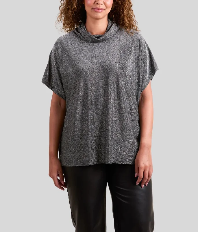 women's tops for those who want to make a bold fashion statement with their choice of topsSilver Shimmer Roll Neck Top