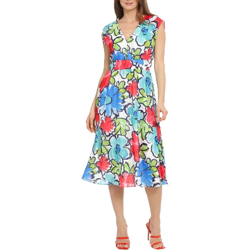 Satin DressMaggy London Womens Floral V-Neck Midi Dress