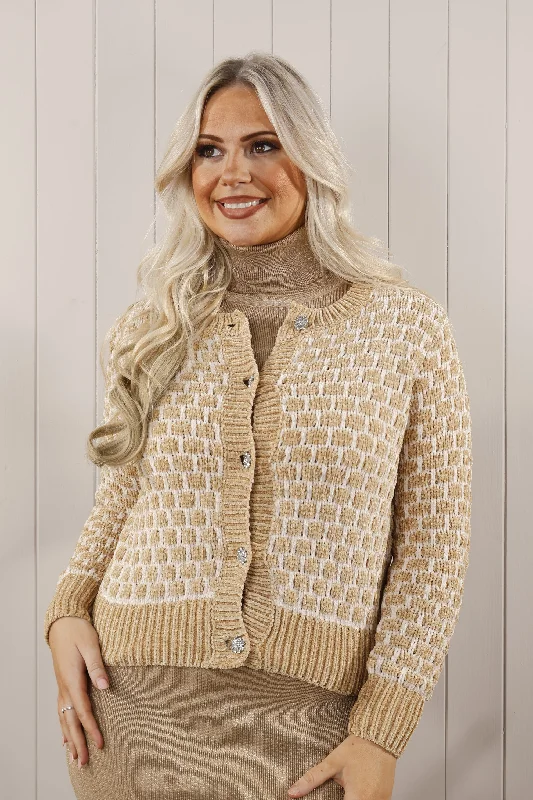 women's tops for relaxed weekendsBronny Chenille effect cardigan Camel