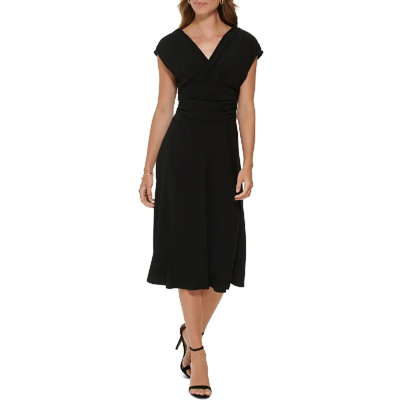 women's handmade dressesDKNY Womens Ruched V-Neck Midi Dress