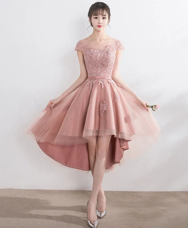 Ball Gown DressCut Lace Tulle Short Prom Dress, High Low Evening Dress