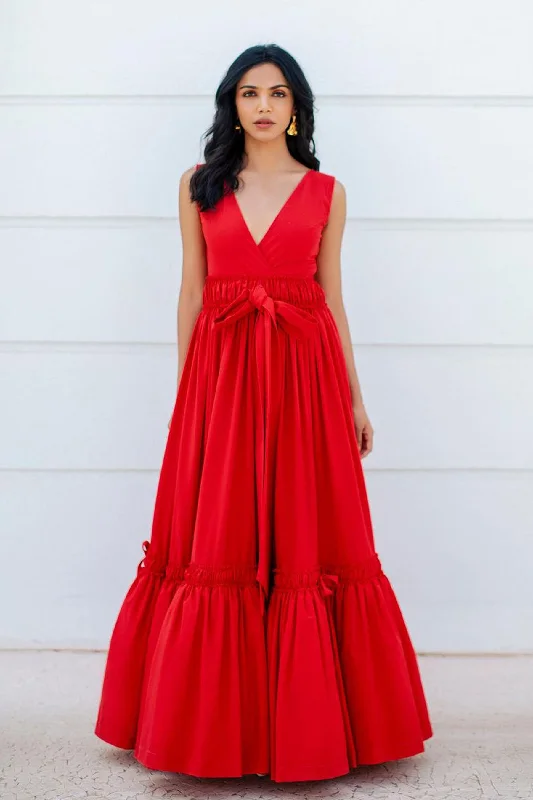 Ruffle DressMagic Of Manhattan V-neck Maxi Dress