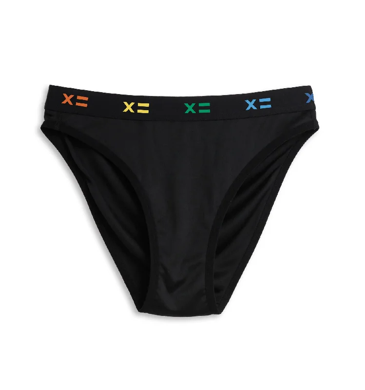 Tall Female SwimwearTucking High Leg Bikini - Black X= Rainbow