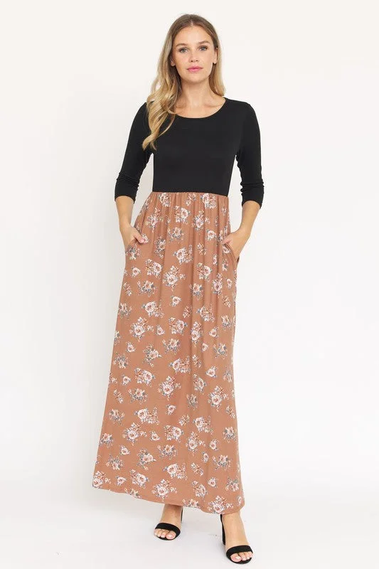 Animal Print DressQuarter Sleeve Floral Maxi Dress