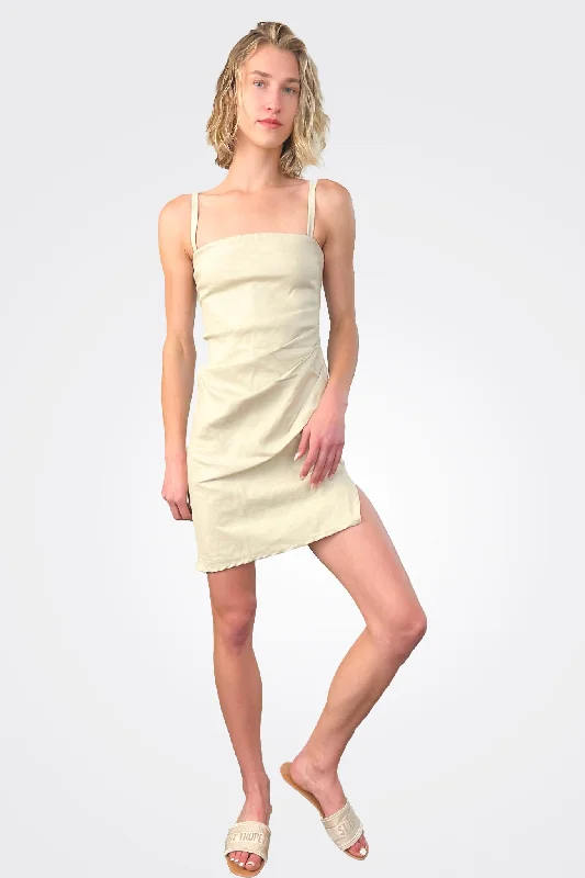 women's minimalist dressesNadege Draped Mini Dress - Natural