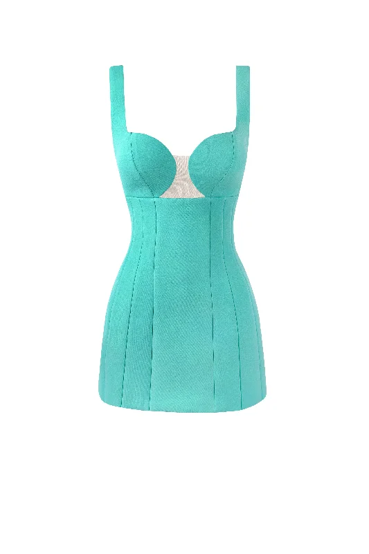 women's cocktail dressesGlossy ultra mini dress in mint green with cutouts