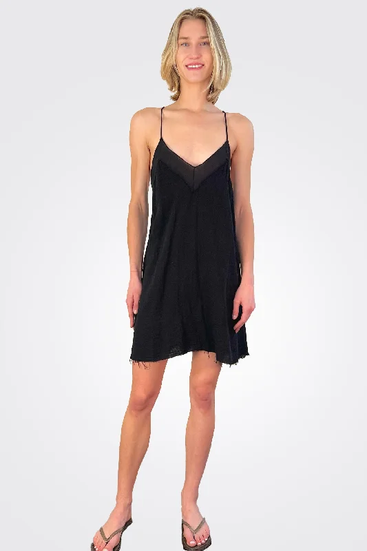 women's tall dressesV Neck Mini Dress - Black