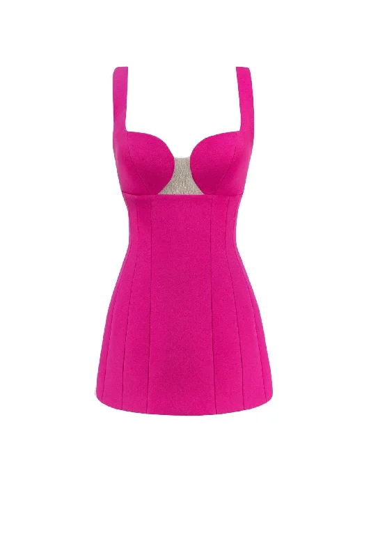 Petite DressGlossy ultra mini dress in pink with cutouts