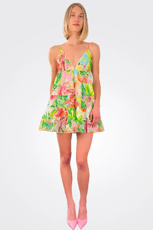 women's apple-shaped body dressesLora Mini Dress - Hibiscus Print