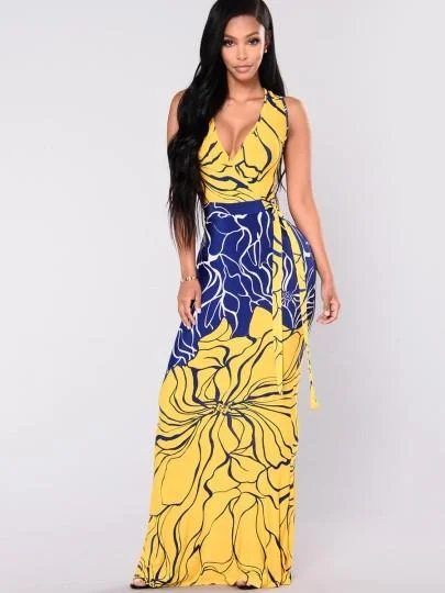 Nursing DressYello/Blue Women's Maxi Dress