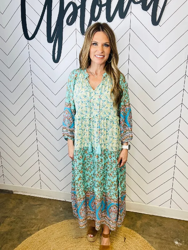 Bell-Sleeve DressMINT BOHO MAXI  DRESS