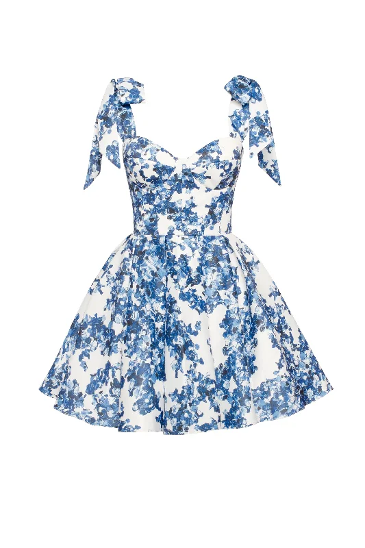 women's sustainable dressesMarvelous blue hydrangea mini dress on straps, Garden of Eden