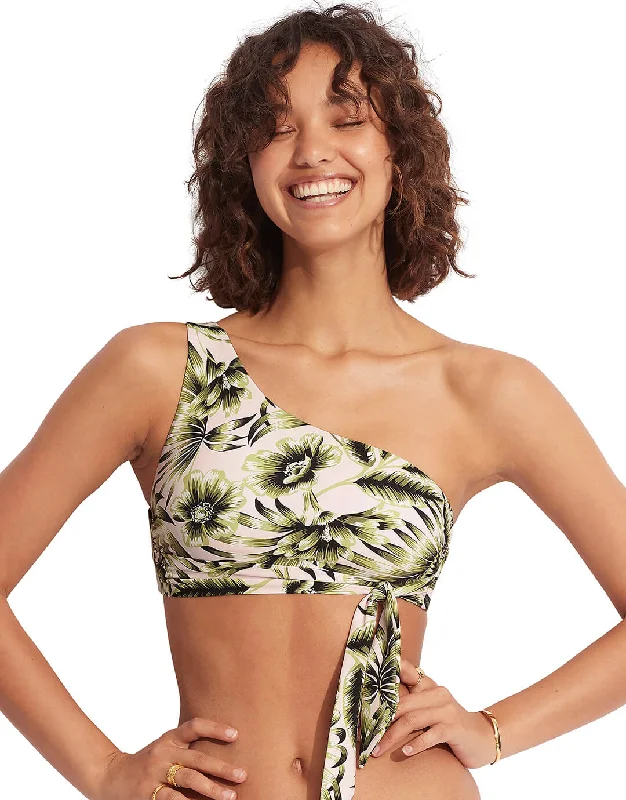 Beach Female SwimwearIsland In The Sun One Shoulder Bikini Top - Avocado