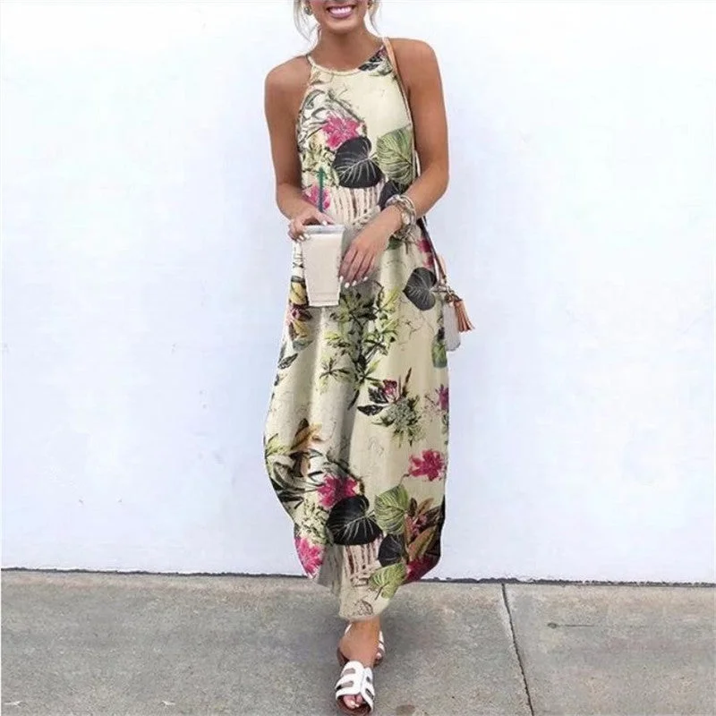 women's shift dressesSummer Boho Floral Dress For Women, Bohemian Maxi Dress