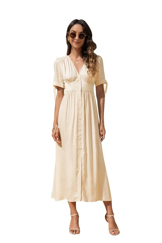 Flutter-Sleeve DressMaxi Dress with buttons on the front