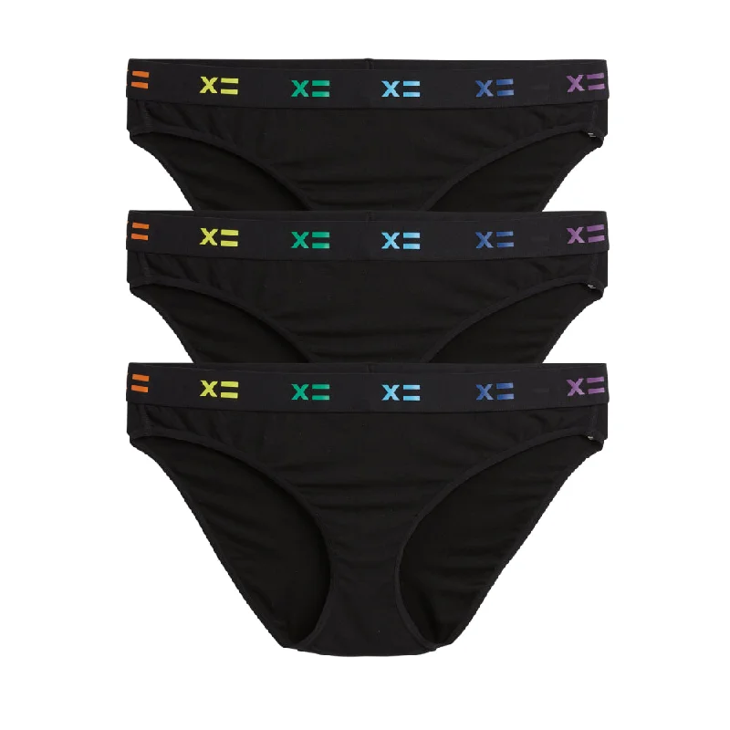 Stylish Female SwimwearBikini 3-Pack - TENCEL™ Modal Black X= Rainbow