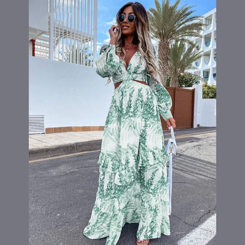 women's statement dressesBohemian Summer Maxi Dress, Boho Floral Dress