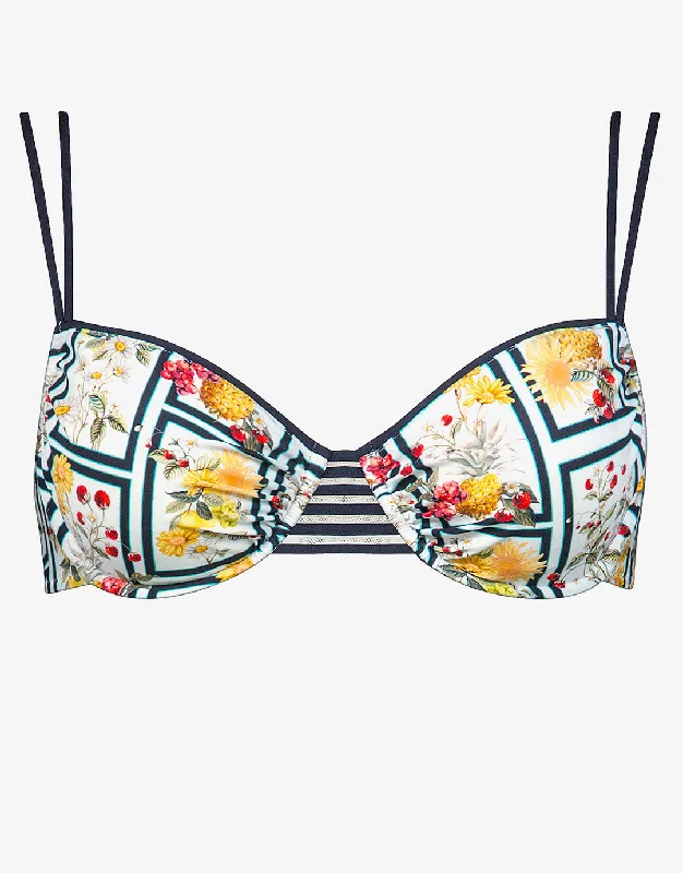 Colorful Female SwimwearScenery Underwired Bikini Top - Monochrome Garden