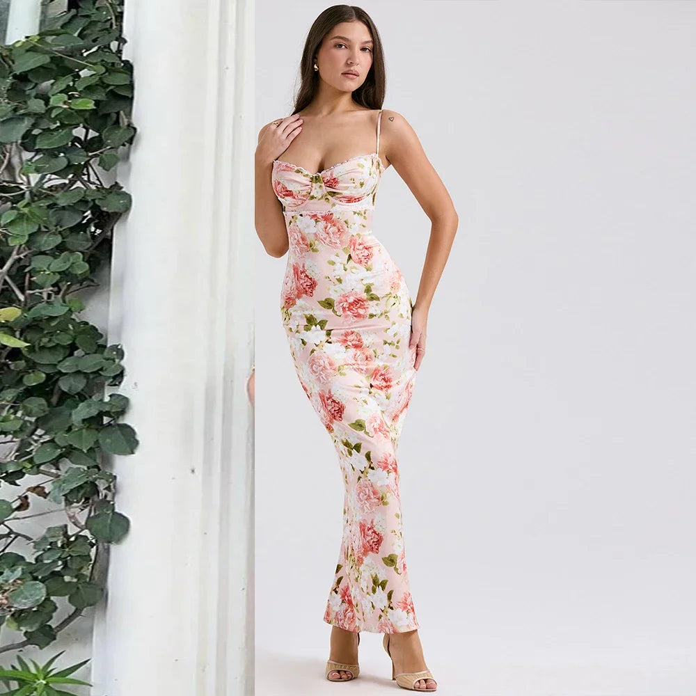 Ruffled Hem DressSharone - Romantic floral maxi dress