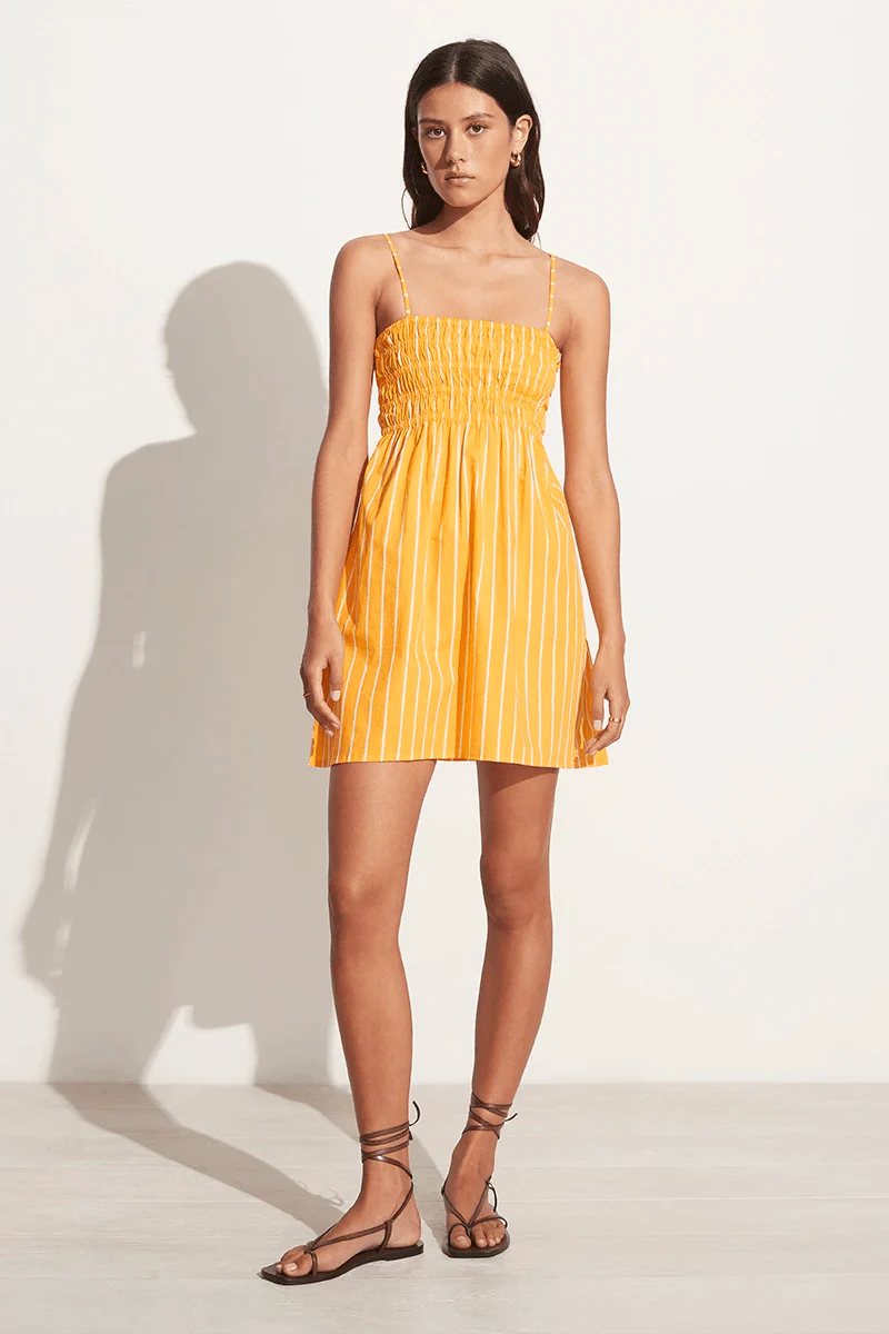 women's curve-hugging dressesJosefine Mini Dress - Adia Stripe Print Citrus