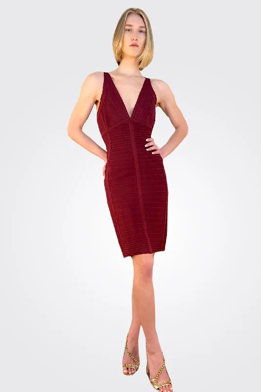 Bow-Tie DressDeep V Mini Dress - Beet