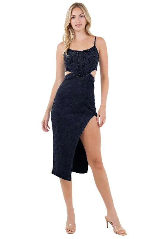 women's business casual dressesWOMEN FASHION DENIM MAXI DRESS