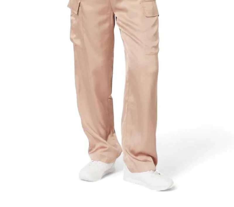 women's timeless pantsCargo Sateen Trousers In Gold