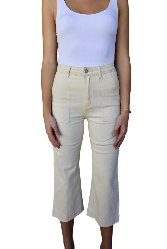 women's flare pantsClaire Cropped Cargo Pants In Cream