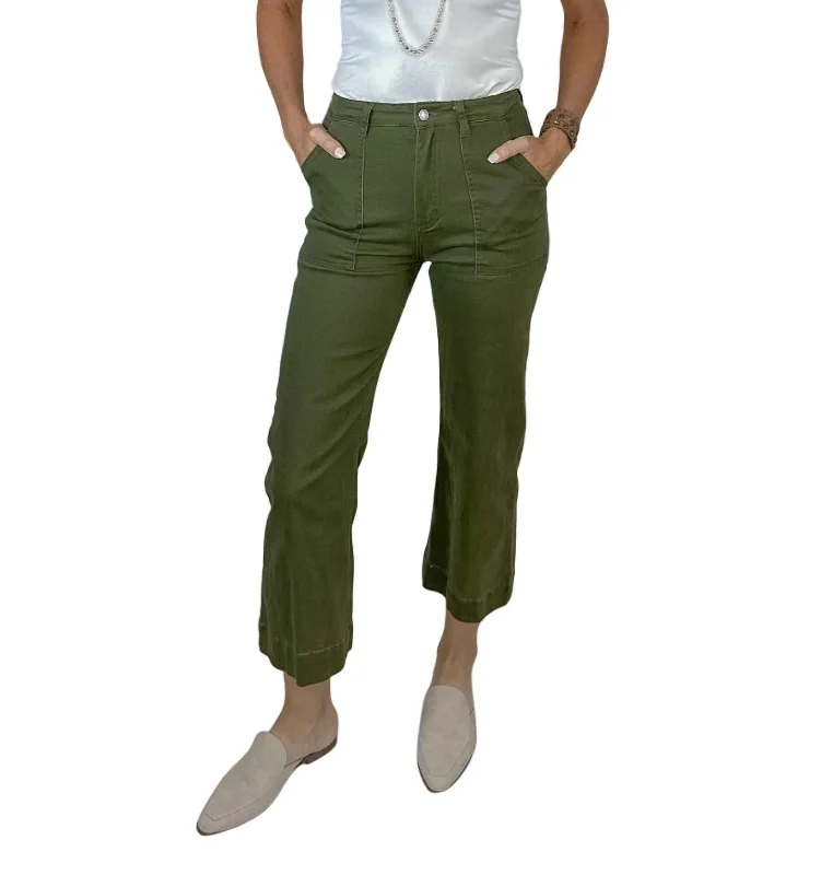 women's distressed pantsClaire Cropped Cargo Pants In Green