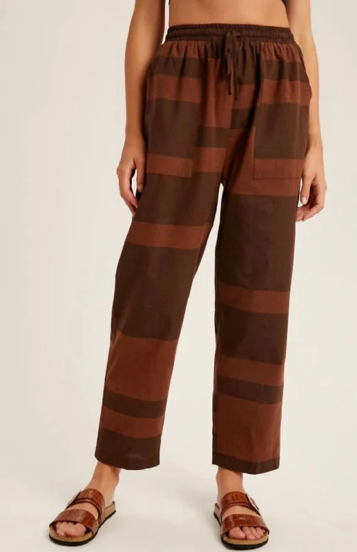 women's moisture-wicking pantsColor Block Slouchy Pants In Brown