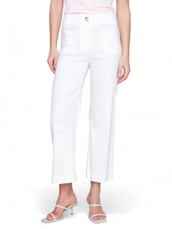 women's cropped pantsCropped Linen Blend Straight Leg Pant In White