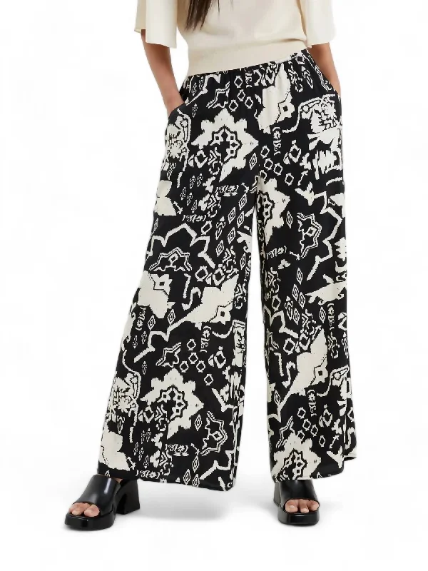 women's chiffon pantsDeon Delphine Wide Trouser In Black/cream