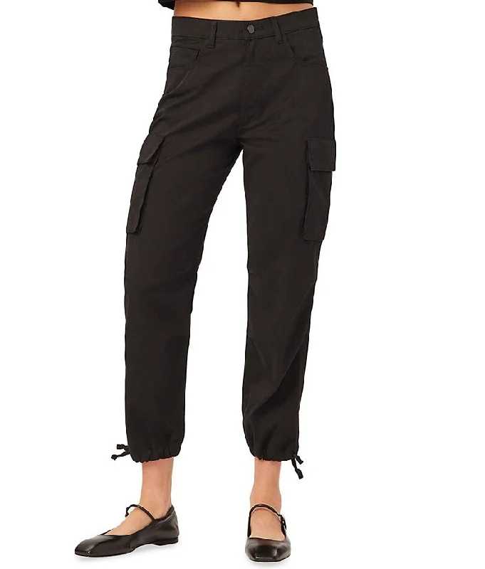 women's trendy pantsDL1961 Women Gwen Jogger: Cargo Side Pockets Black (Twill) Pants