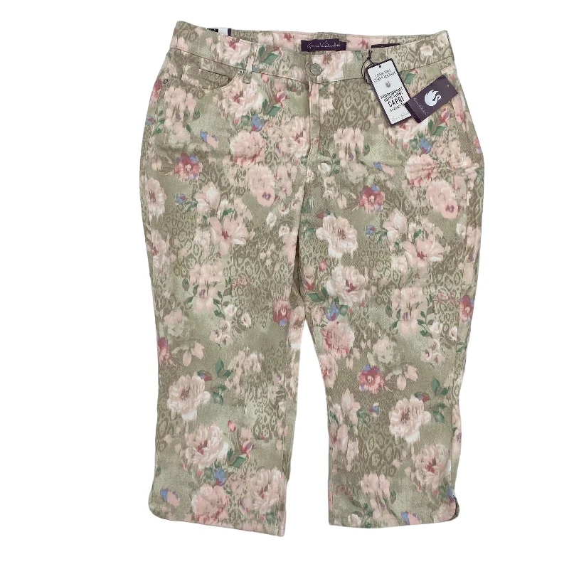 women's trendy pantsFLORAL PRINT PANTS CROPPED by GLORIA VANDERBILT Size:16