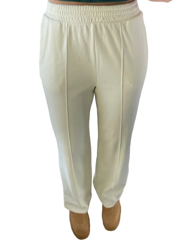 women's high-waisted pantsFront Seam Lounge Pants In Cream