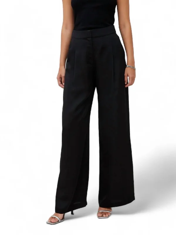 women's patterned pantsHarlow Sateen Trouser In Black