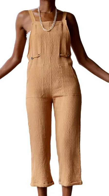 women's lace-up pantsLight And Lux Jumpsuit In Mustard