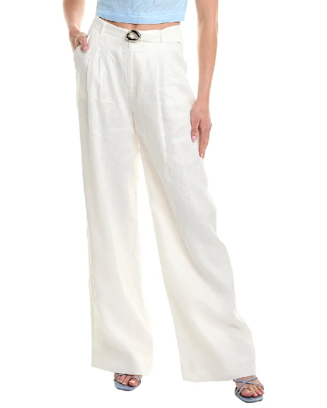 women's low-rise pantsNicholas Calista Belted Wide Leg Linen-Blend Pant