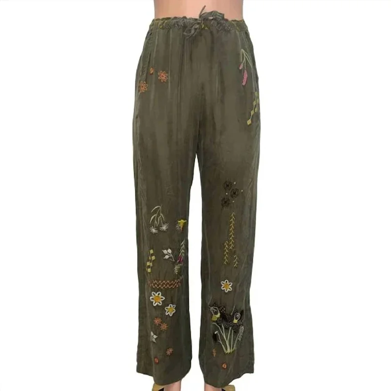 women's silk pantsPerla Pants In Vintage Green