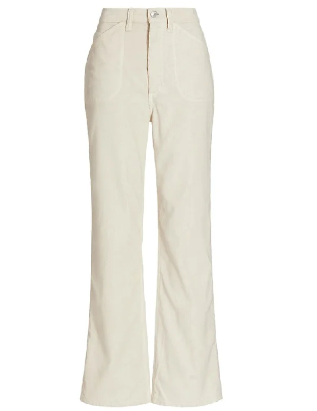 women's classic pantsaRE/DONE Women's 70s Pocket Loose Flare Pants, Vintage Ivory, Off White Corduroy