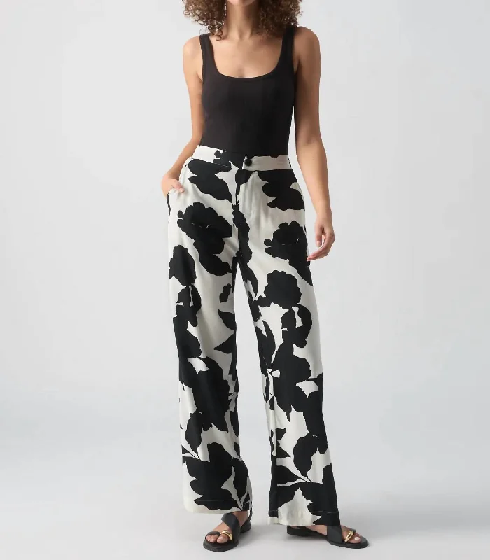 women's cargo pantsThe Spring Shadow Floral Trouser In White